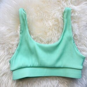 Kulani Kinis Mint Green Ribbed Bralette Bikini Top Size Small